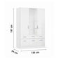 Rauch Cello 3 Doors & 6 Drawers White High Gloss Wardrobe - W140 CM with Mirror - Dimensions