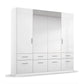 Rauch Cello 4 Doors & 8 Drawers White High Gloss Wardrobe - W181 CM with mirror