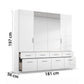 Rauch Cello 4 Doors & 8 Drawers White High Gloss Wardrobe - W181 CM with Mirror - Dimensions