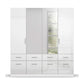 Rauch Cello 4 Doors & 8 Drawers White High Gloss Wardrobe - W181 CM with Mirror - Front View