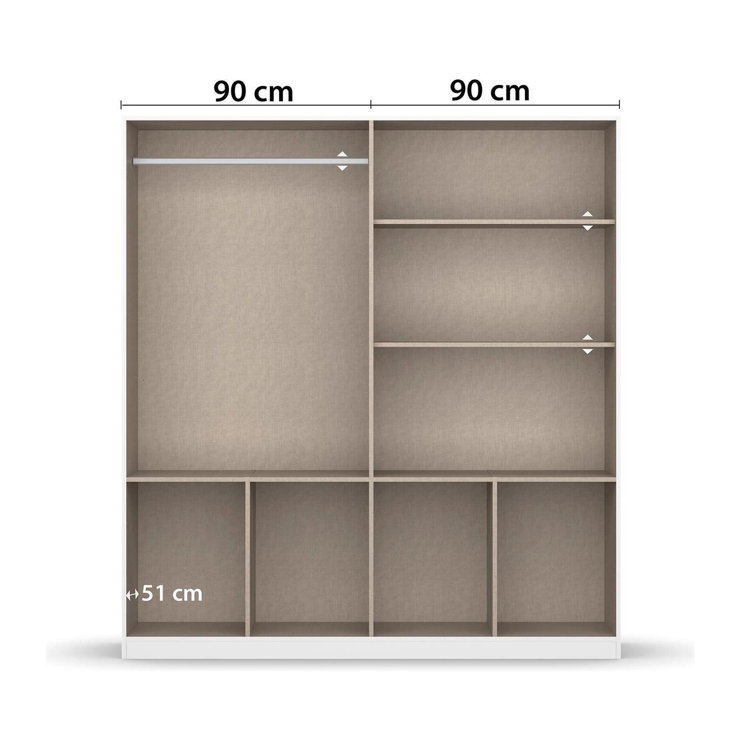 Rauch Celle 4 Doors & 8 Drawers White High Gloss Wardrobe - W181 CM