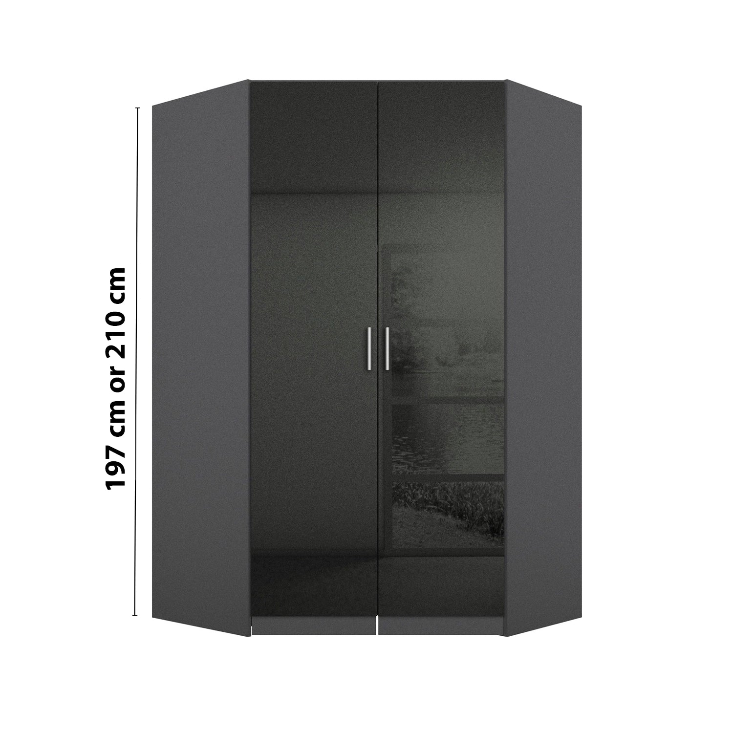 Rauch Celle High Gloss Effect Grey 2 Door Corner Wardrobe - Dimensions