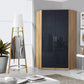Rauch Celle High Gloss Effect Grey With Carcase Light Textured Oak 2 Door Corner Wardrobe - Styled in a Bedroom