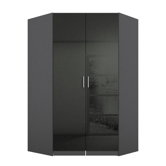 Rauch Celle High Gloss Effect Grey 2 Door Corner Wardrobe