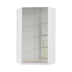 Rauch Celle White High Gloss 2 Door Corner Wardrobe With Mirror 