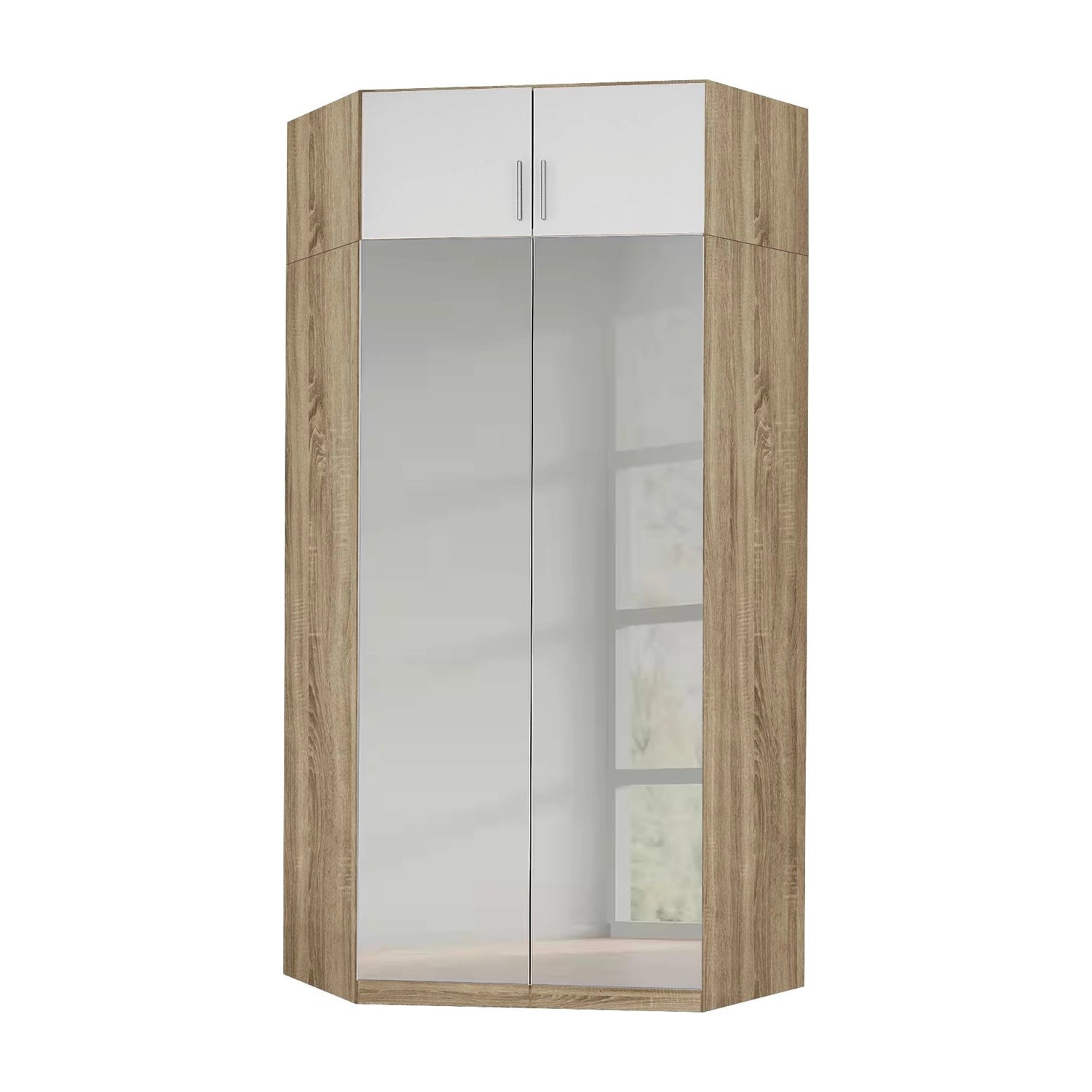 Rauch Celle Sonoma Oak 2 Door Corner Wardrobe With Top Unit