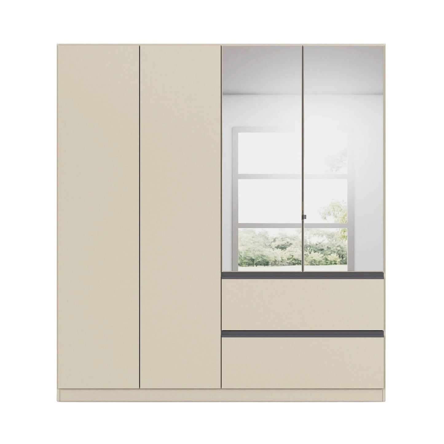 Rauch Cara Champagne 4 Door Mirrored Wardrobe with Drawers 181cm