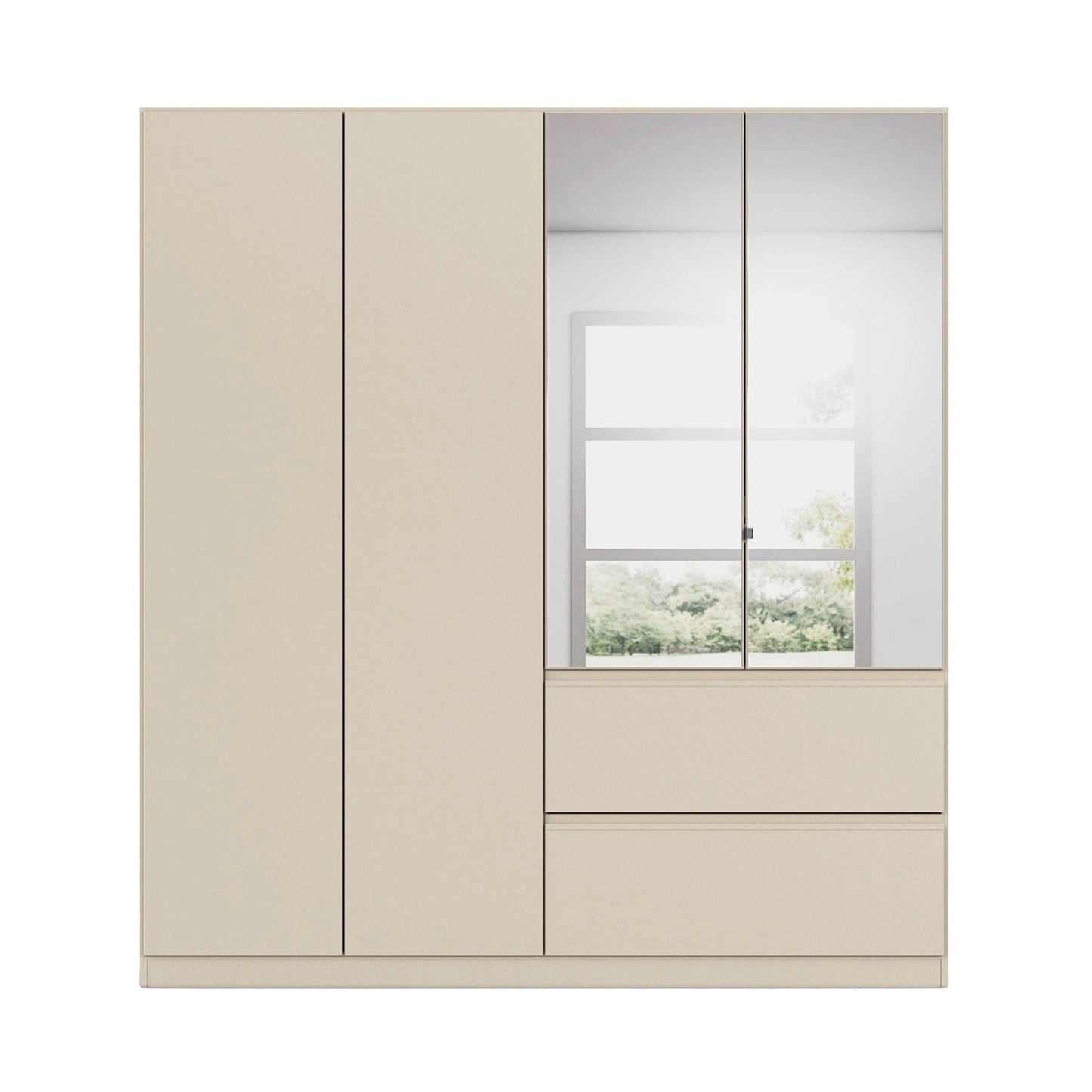 Rauch Cara Champagne 4 Door Mirrored Wardrobe with Drawers 181cm