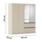 Rauch Cara Champagne 4 Door Mirrored Wardrobe with Drawers 181cm