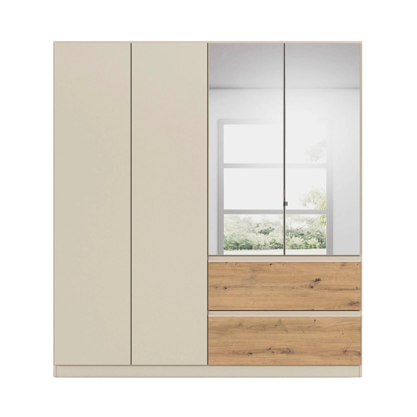 Rauch Cara Champagne 4 Door Mirrored Wardrobe with Drawers 181cm