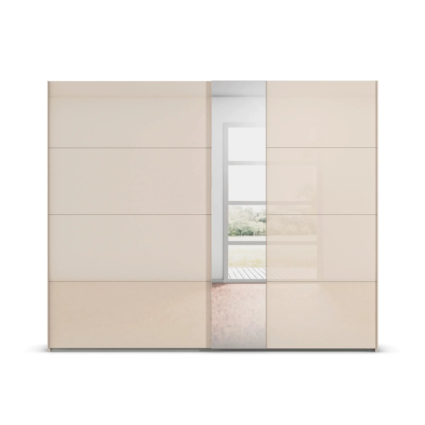Rauch Champagne Perth Sliding Door Wardrobe with Mirror - Front view