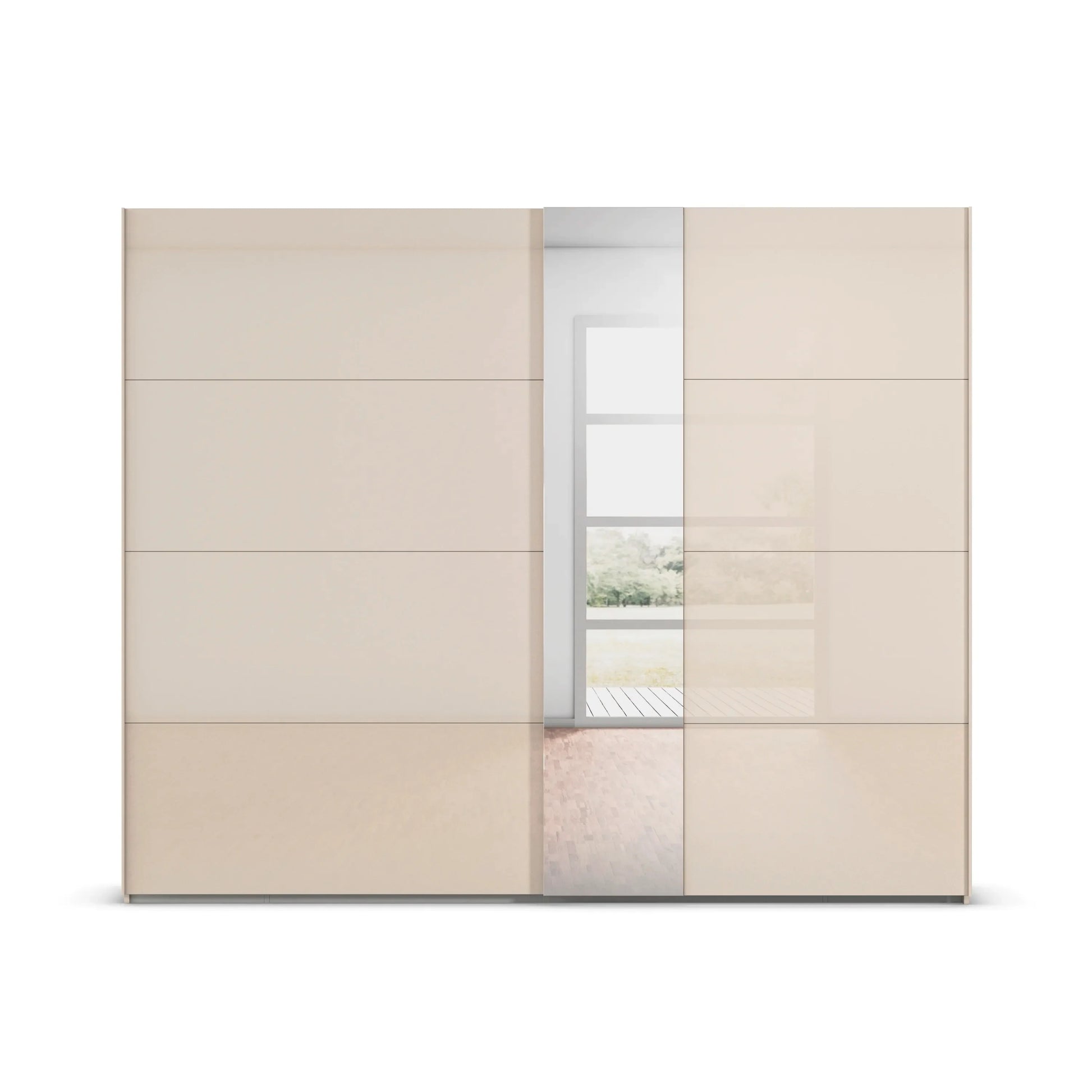 Rauch Champagne Perth Sliding Door Wardrobe with Mirror - Front view