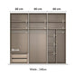 Rauch 240cm Large 3 door Contido Sliding Wardrobe Premium Interior With Dimensions on White Background