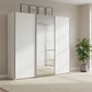 Rauch Orange Plus contido White Decor three door sliding Wardrobe with Mirror on the Middle Door styled in a room