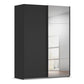 Rauch Contido Black 2 Door Sliding Wardrobe with Mirror available in 160cm, 180cm or 200cm Widths