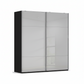 Rauch Contido 2 Door Silk Gray glass Sliding Door Wardrobe with Black Carcase Width 160, 180 or 200cm