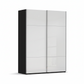 Two Colour Tone Black & White Small 2 Door Sliding Wardrobe with White Glass Front