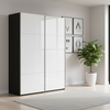 Rauch Orange Plus contido Black Carcase and White Glass Front two Door Sliding Wardrobe 