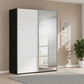 Rauch Orange Plus Tow colour tone Contido Black Carcase and White Glass Front two Door Sliding Wardrobe with Mirror 