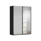Rauch Contido 2 Door Silk Gray glass Sliding Door Wardrobe with Mirror Black Carcase and Handle Bars Width 160, 180 or 200cm