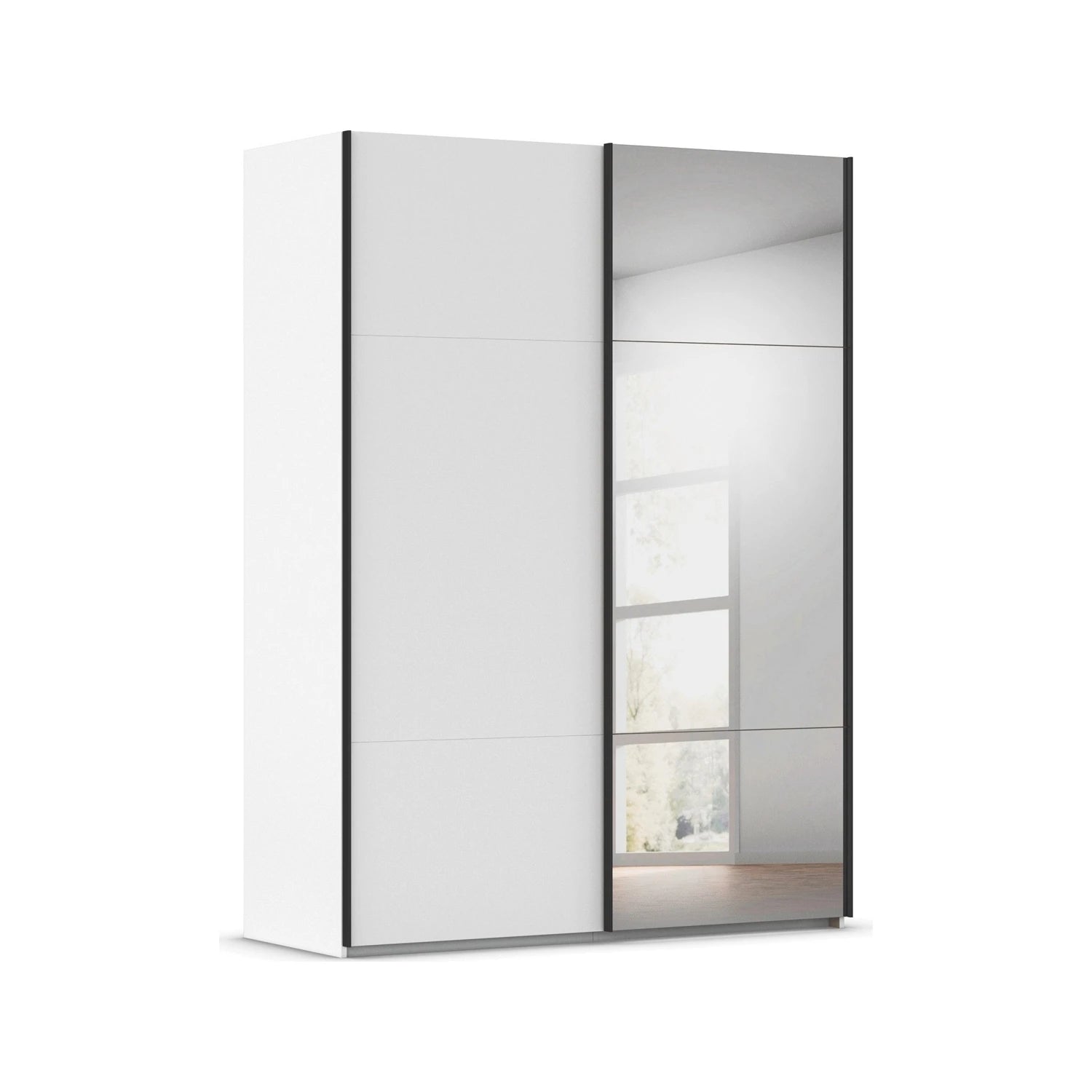 Rauch Orange Plus Contido 2 Door Sliding Wardrobe in White with black strips