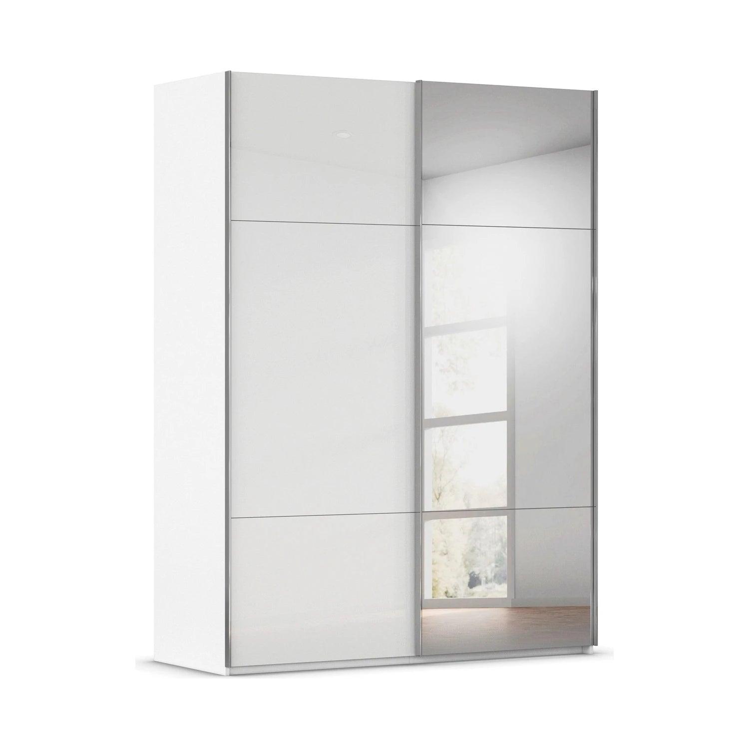 Rauch Contido White Glass with mirror 2 Door Sliding Wardrobe Orang Plus