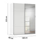 180cm Wide Rauch Contido white two door sliding wardrobe with three-panel doors and dimensions labeled on a white background