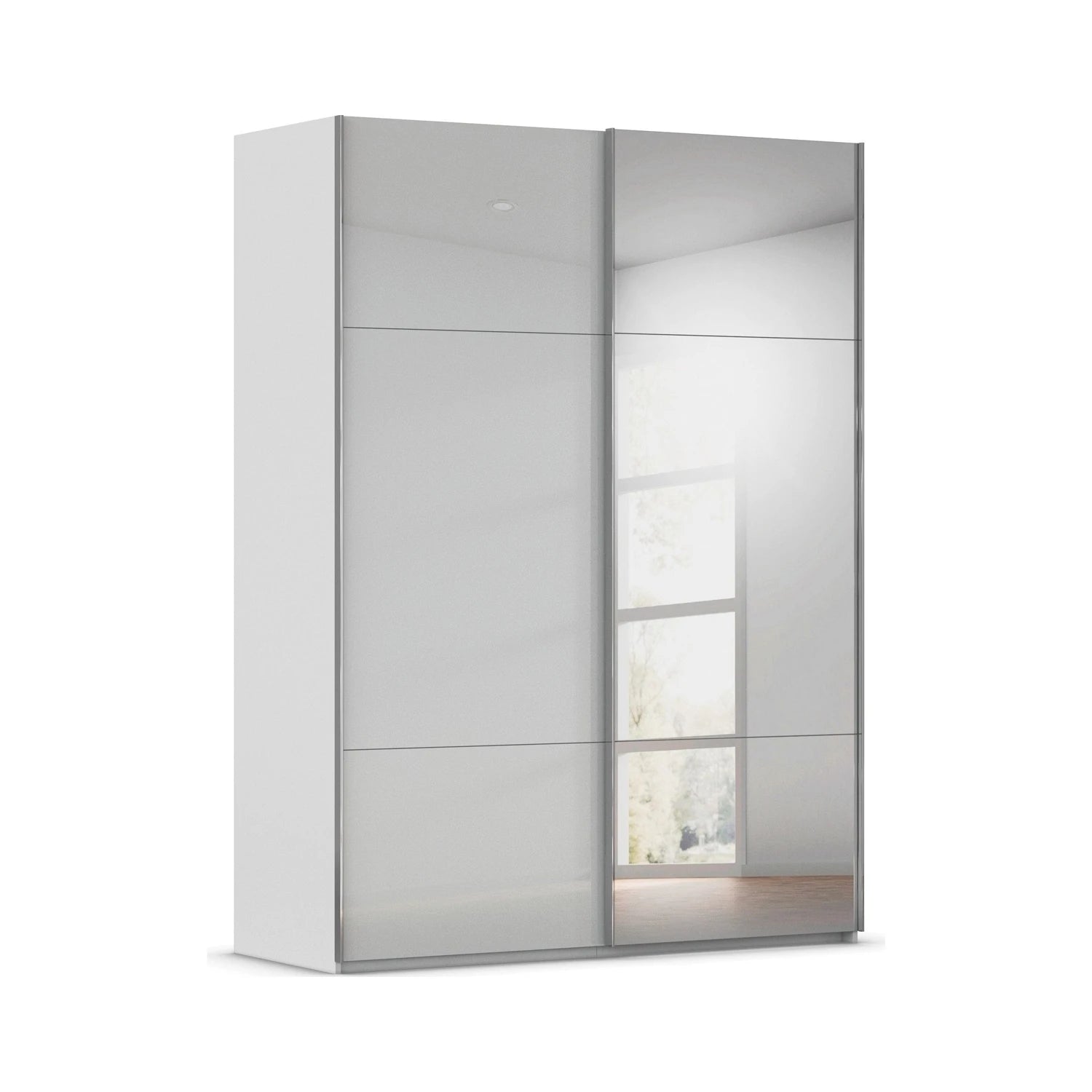 Rauch Orange Plus Contido 2 Door Silk Grey Glass Sliding Wardrobe i with mirror