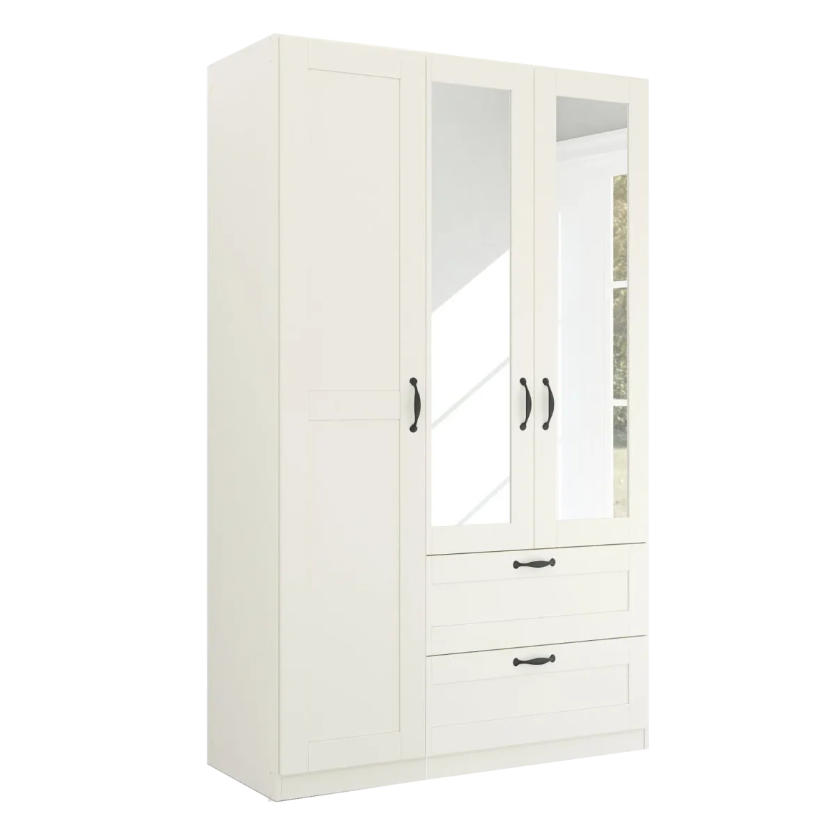 Rauch Cottage 136cm White 3 Door Wardrobe with Drawers & Mirror