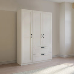 Rauch Cottage 136cm White 3 Door Wardrobe with Drawers - Styled in a Bedroom