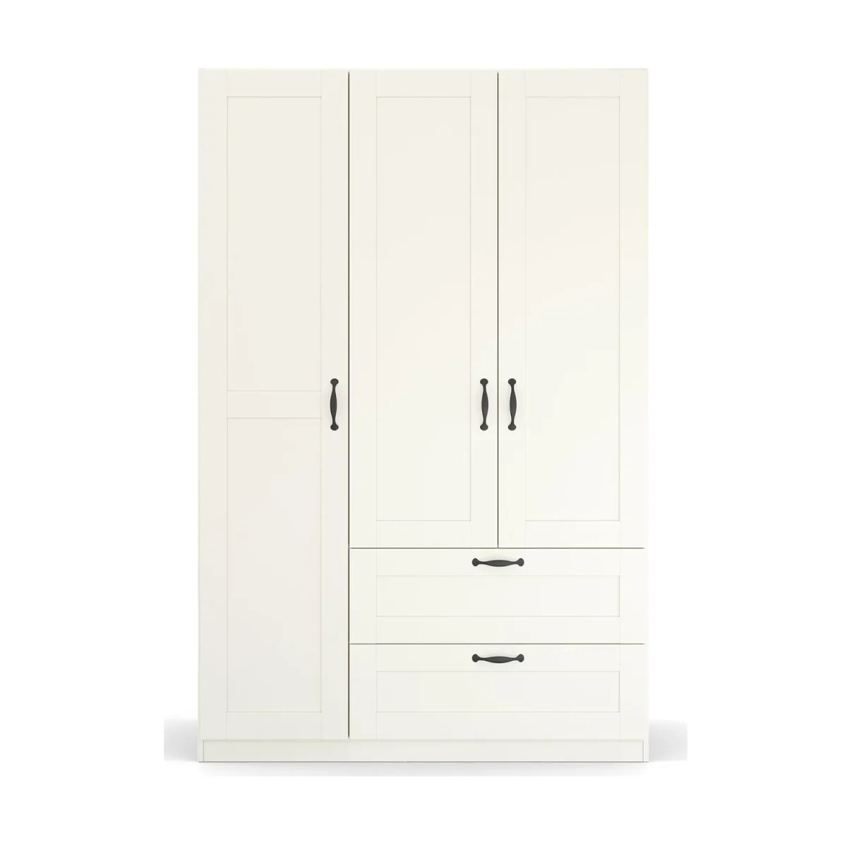 Rauch Cottage 136cm White 3 Door Wardrobe with Drawers - Front view