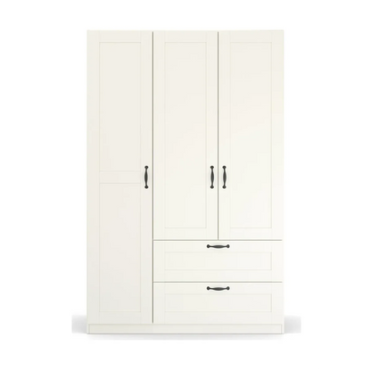 Rauch Cottage 136cm White 3 Door Wardrobe with Drawers - Front view