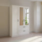 Rauch Cottage 136cm White 3 Door Wardrobe with Drawers & Mirror - Styled in a Bedroom
