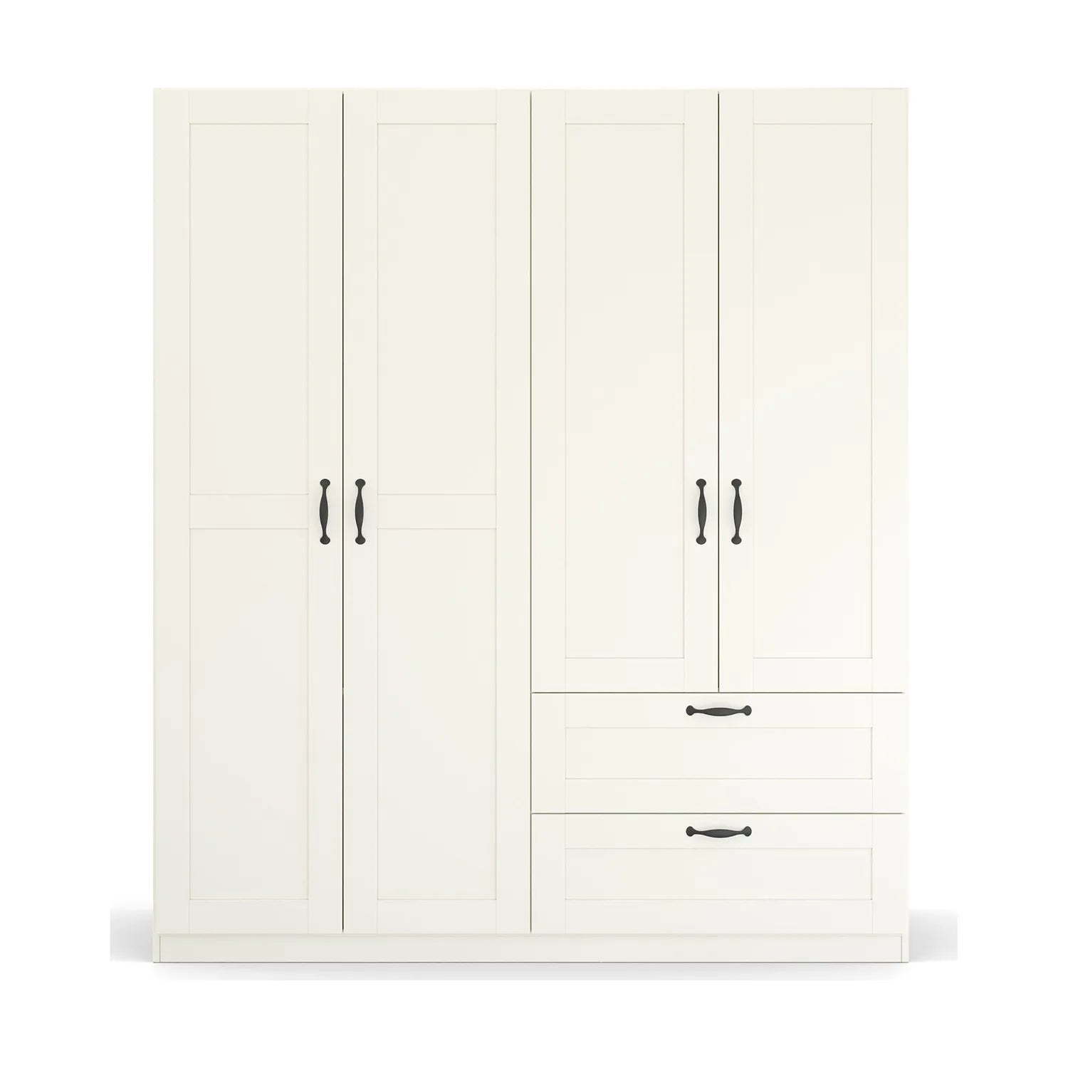 Rauch Cottage 181cm White 4 Door Wardrobe with Drawers - Front view