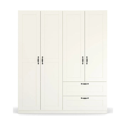 Rauch Cottage 181cm White 4 Door Wardrobe with Drawers - Front view