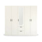 Rauch Cottage 226cm Wide 5 Door Wardrobe with Drawers & Mirror - Front view