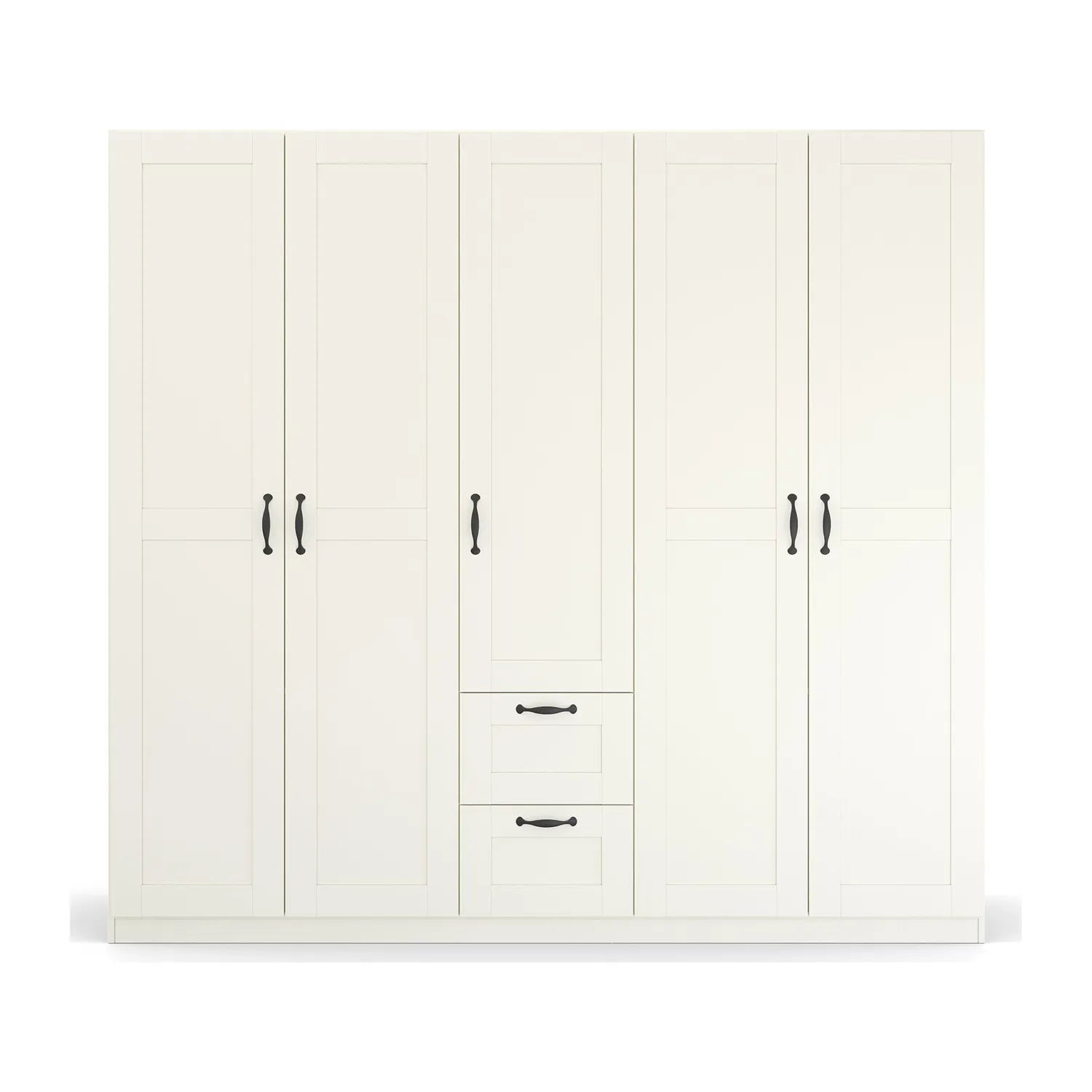Rauch Cottage 226cm Wide 5 Door Wardrobe with Drawers & Mirror - Front view