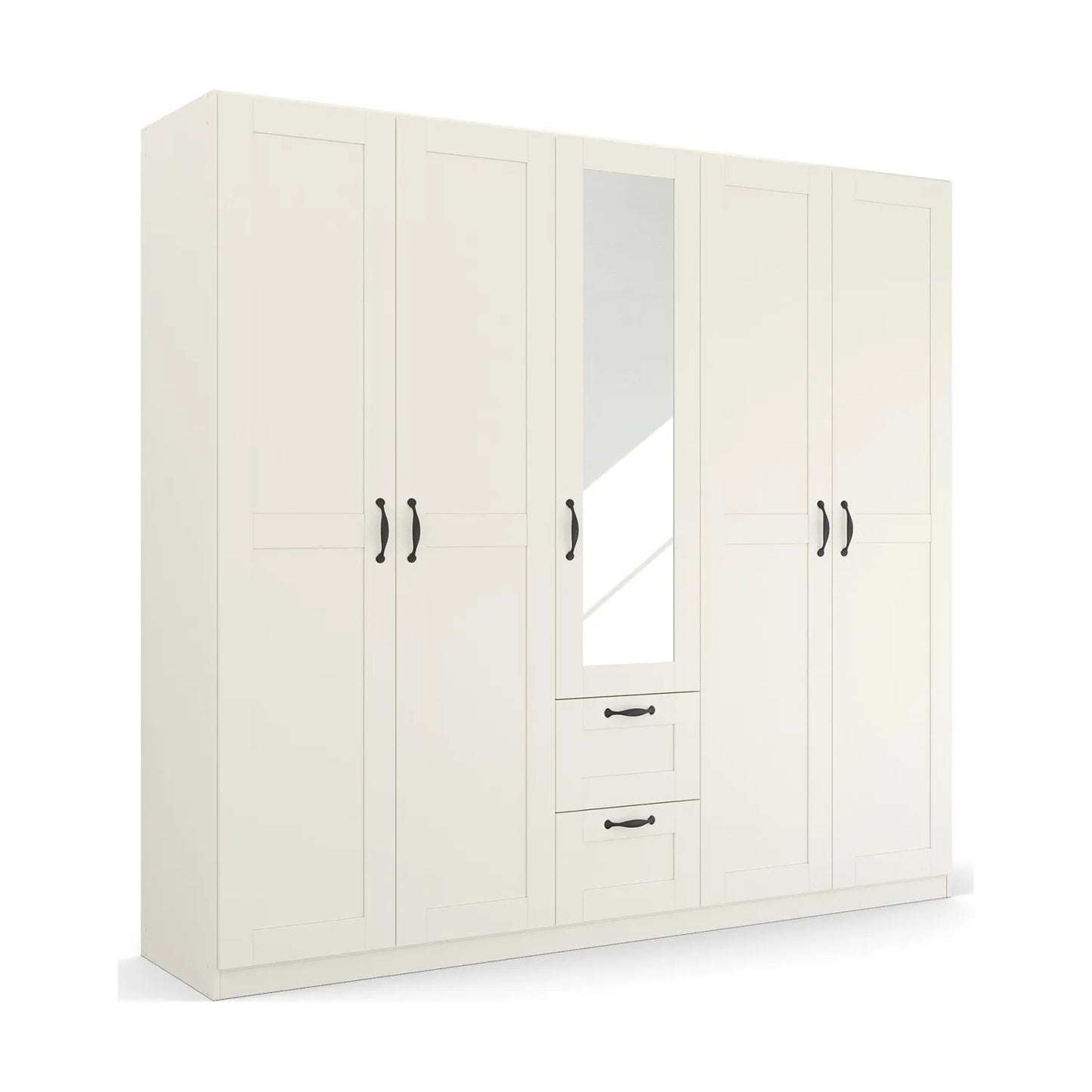 Rauch Cottage 226cm Wide 5 Door Wardrobe with Drawers & Mirror 