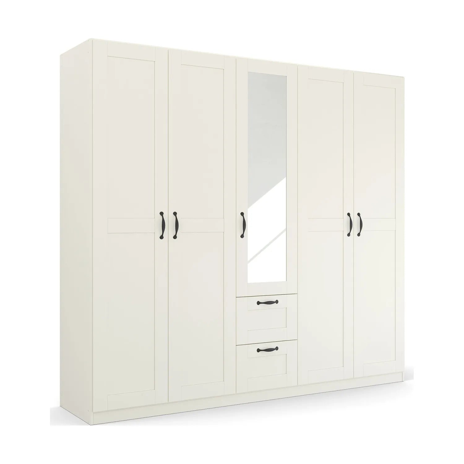 Rauch Cottage 226cm Wide 5 Door Wardrobe with Drawers & Mirror 