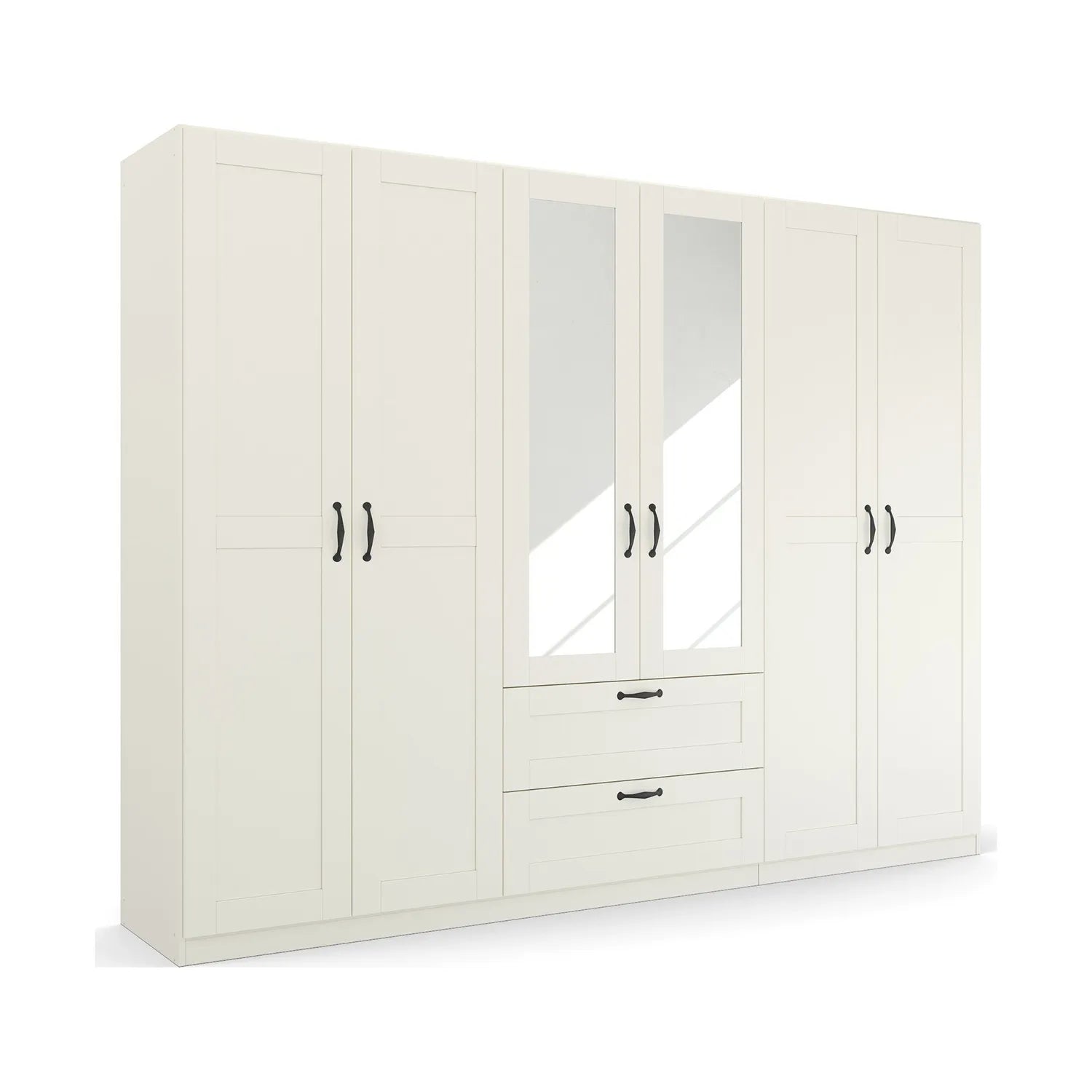 Rauch Cottage 271cm Wide 6 Door Wardrobe with Drawers & Mirror