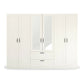 Rauch Cottage 271cm Wide 6 Door Wardrobe with Drawers & Mirror - Front view