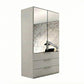 Rauch Crystal 2 Door Colour Glass & Mirror Wardrobe with Drawers in silk grey