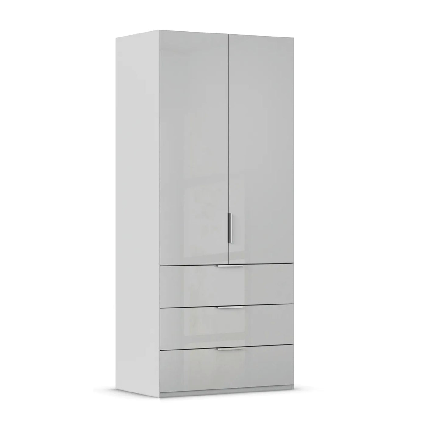 Rauch Crystal 2 Door Colour Glass Wardrobe with Drawers in  Silk Grey