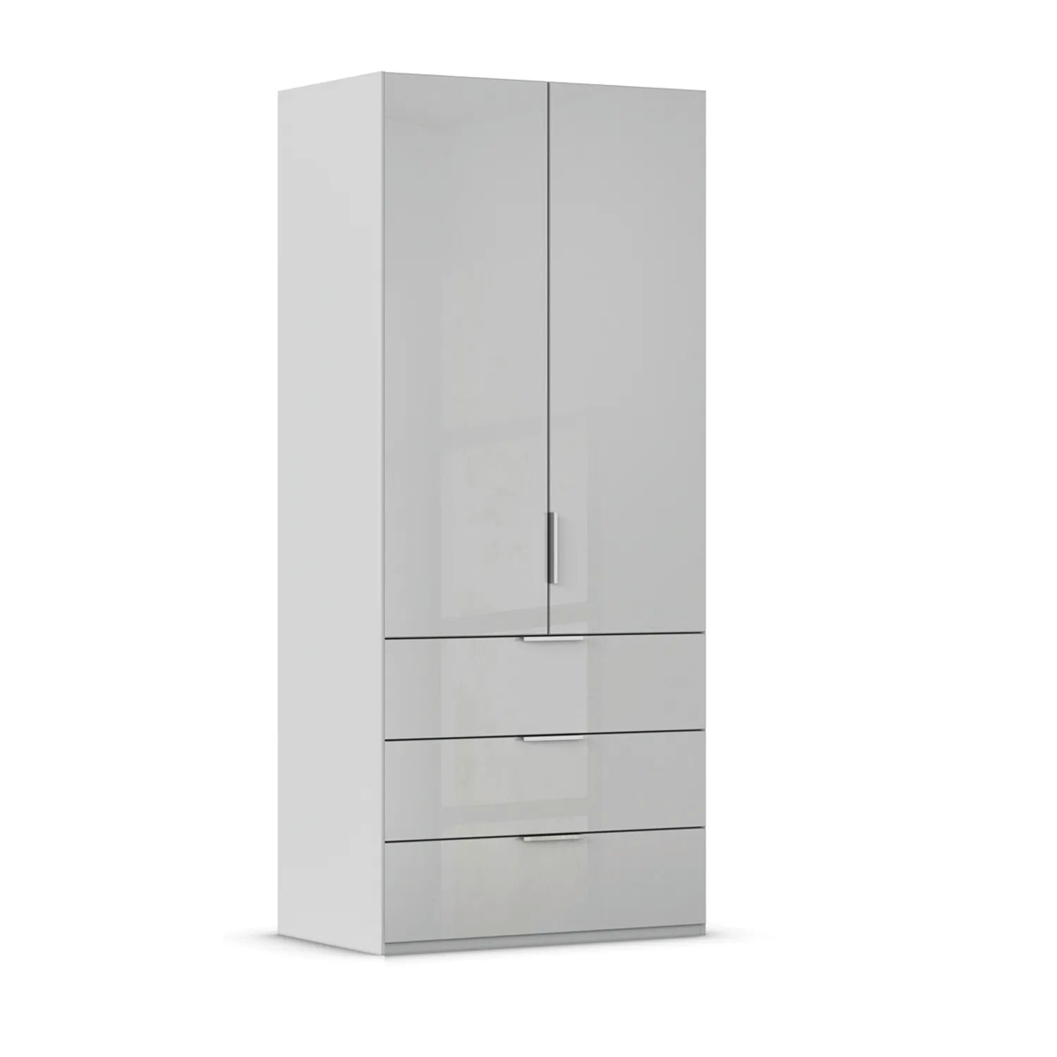 Rauch Crystal 2 Door Colour Glass Wardrobe with Drawers in  Silk Grey