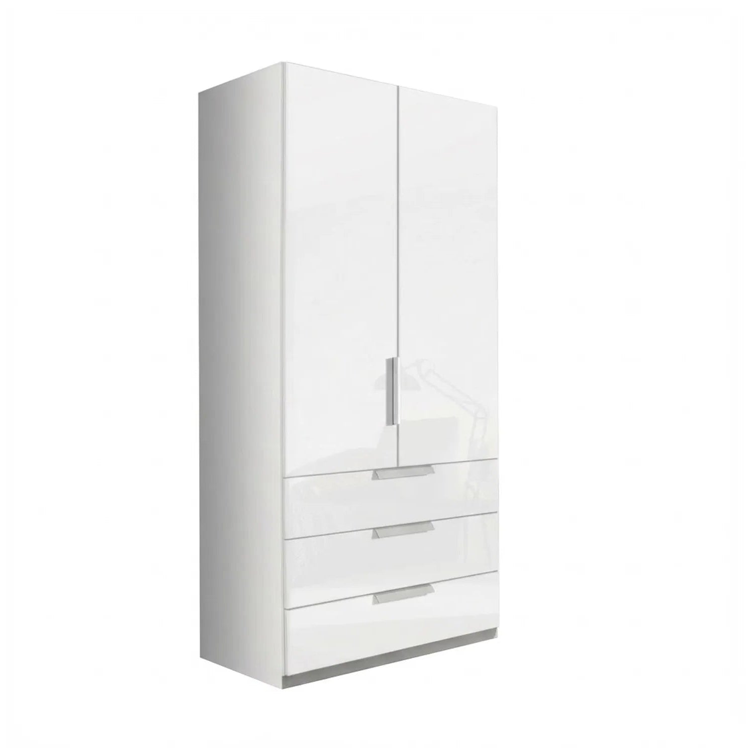 Rauch Crystal 2 Door Colour Glass Wardrobe with Drawers in White