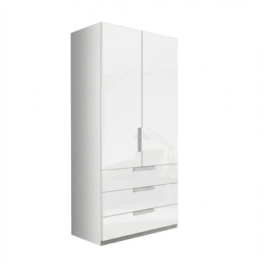 Rauch Crystal 2 Door Colour Glass Wardrobe with Drawers in White