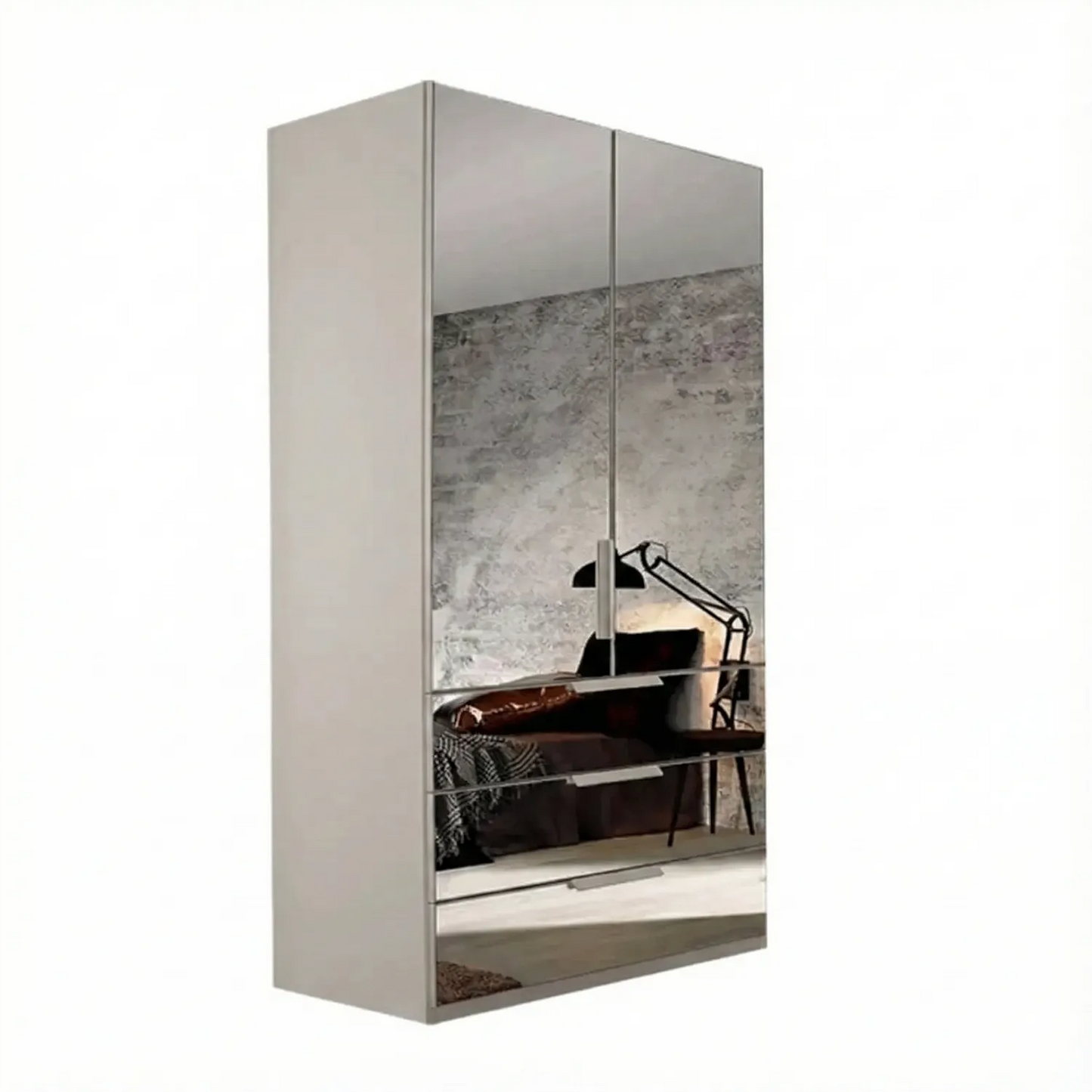 Rauch Crystal 2 Door Full Mirror Wardrobe with Drawers in silk grey