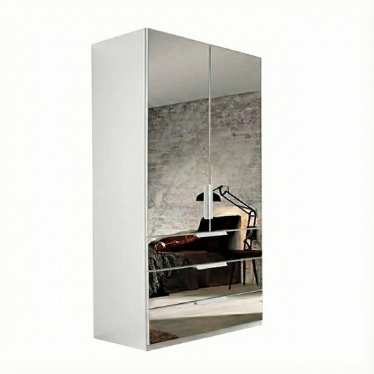 Rauch Crystal 2 Door Full Mirror Wardrobe with Drawers in white