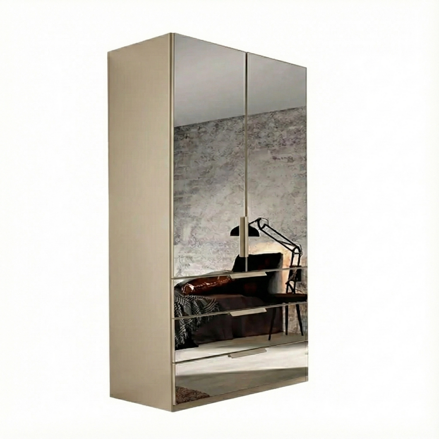 Rauch Crystal 2 Door Full Mirror Wardrobe with Drawers in champagne