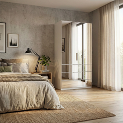 Rauch Crystal 2 Door Full Mirror Wardrobe with Drawers in white - styled in a bedroom